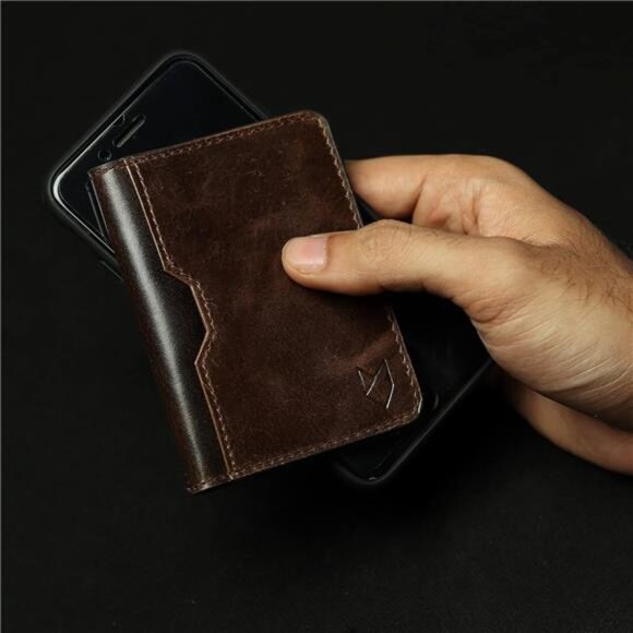 Leather Credit Card Holder Wallet for Men and Women, Thin Bifold RFID - Picture 7 of 8